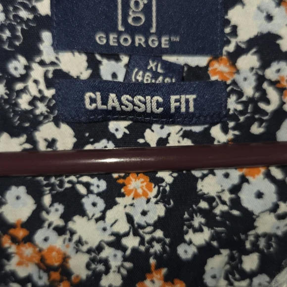 George Blue and Orange Casual Button Down Shirt - Picture 2 of 3